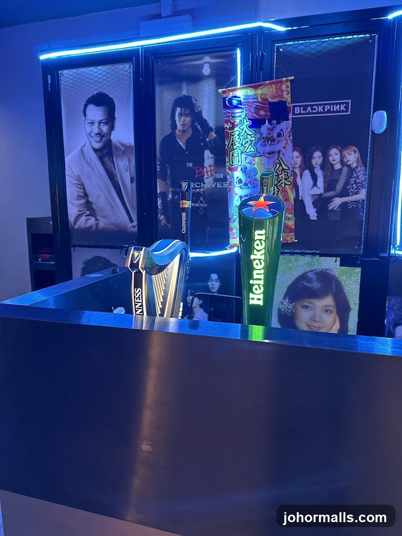 Bar with celebrity posters and beer taps
