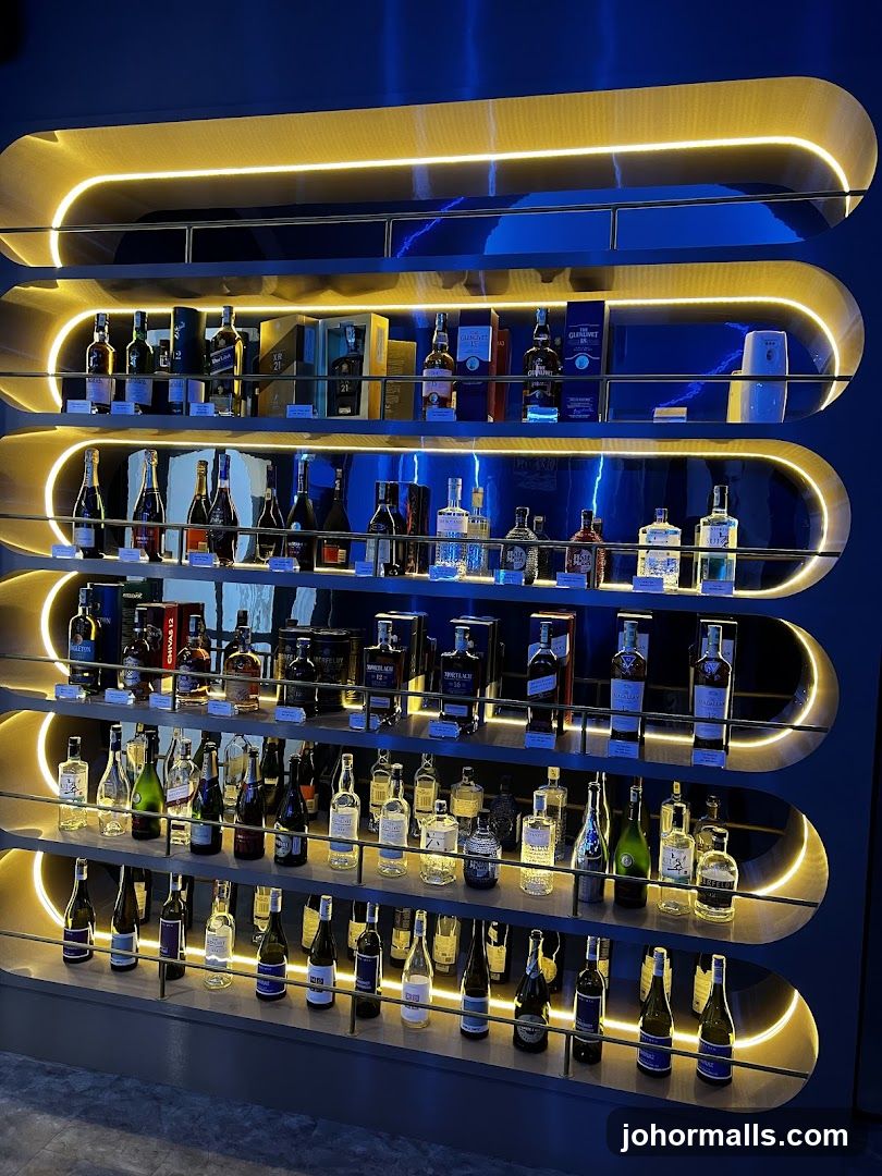 Bottles on Display Shelves