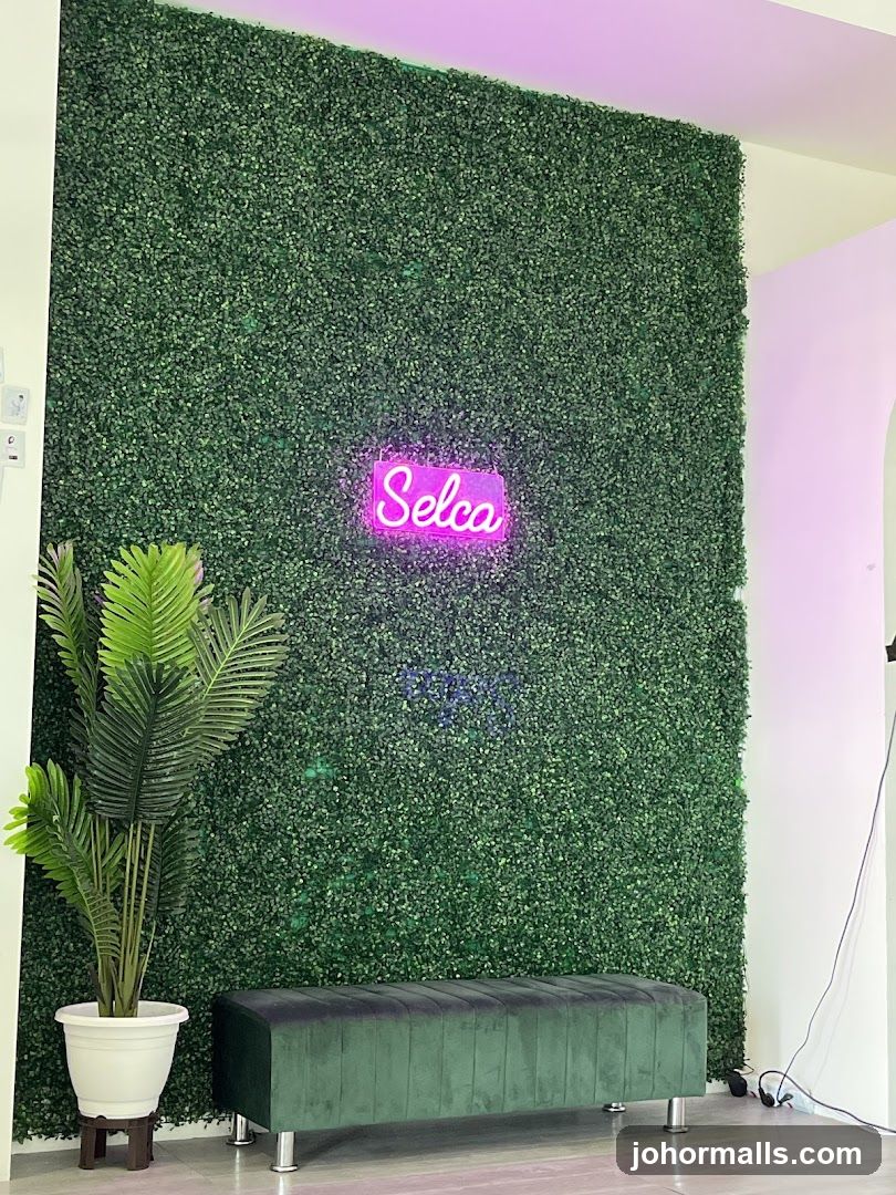 Selca Neon Sign on Green Wall