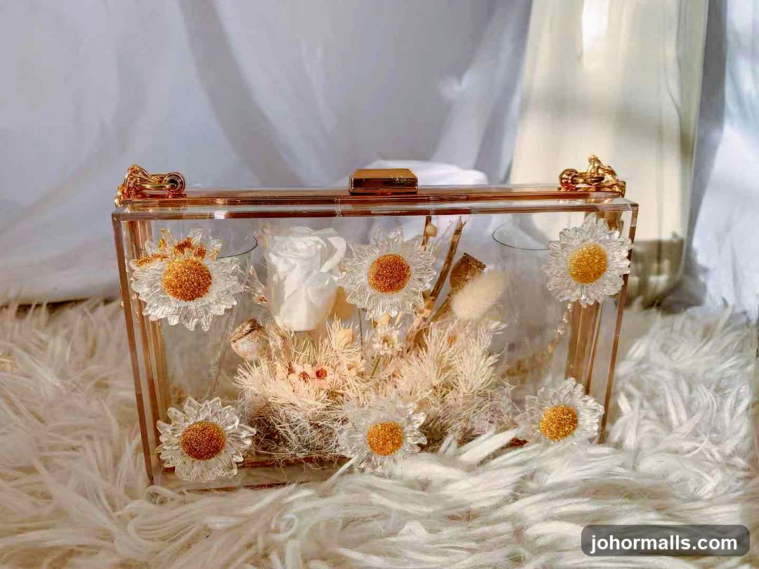 Clear Clutch with Floral Embellishments