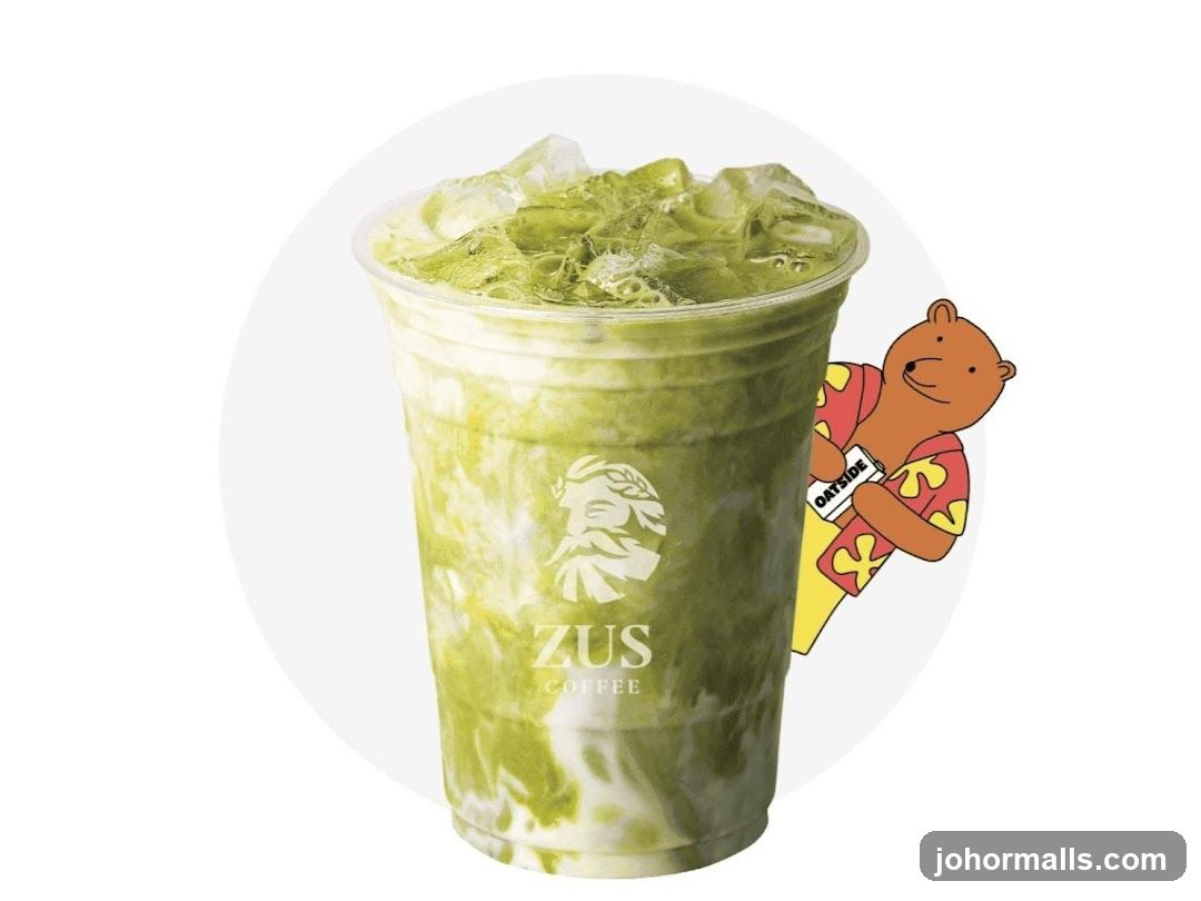 Matcha Drink with Bear Mascot