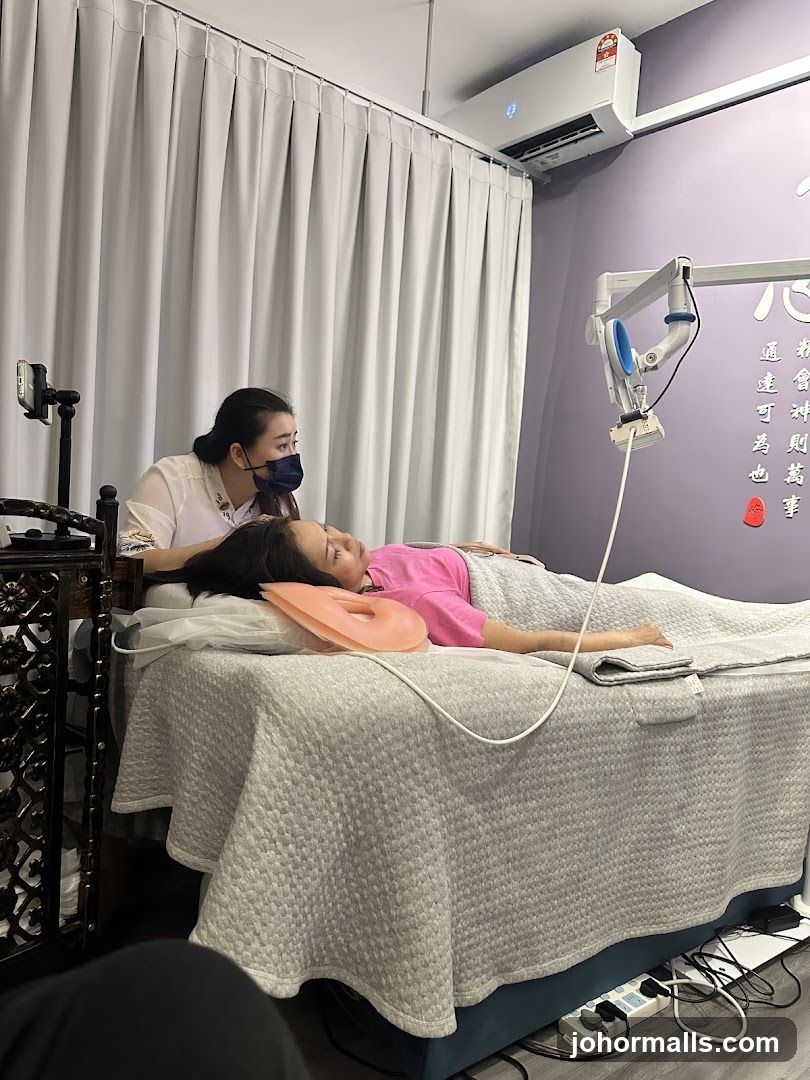 Therapist attending to a client