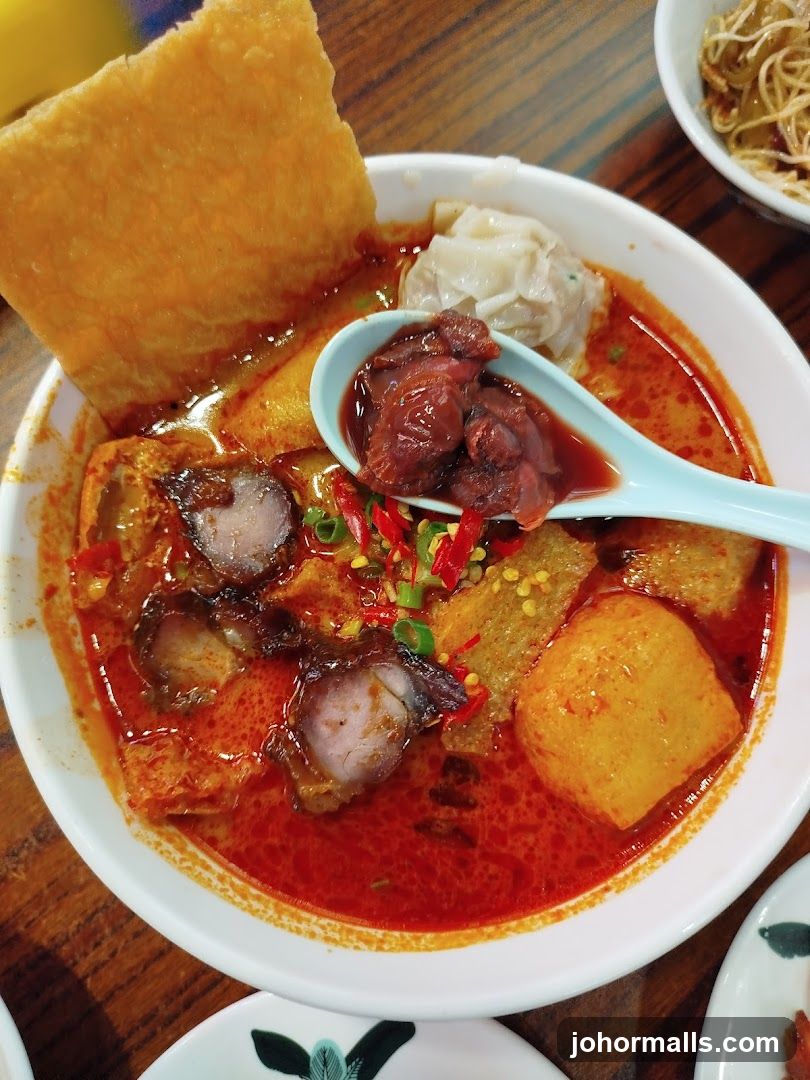 Curry Laksa with Char Siu and Wonton