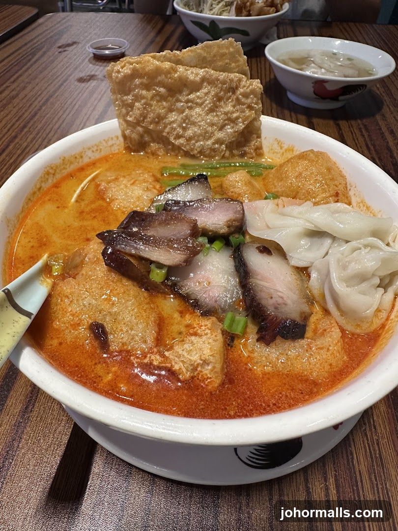 Laksa with Pork and Wontons