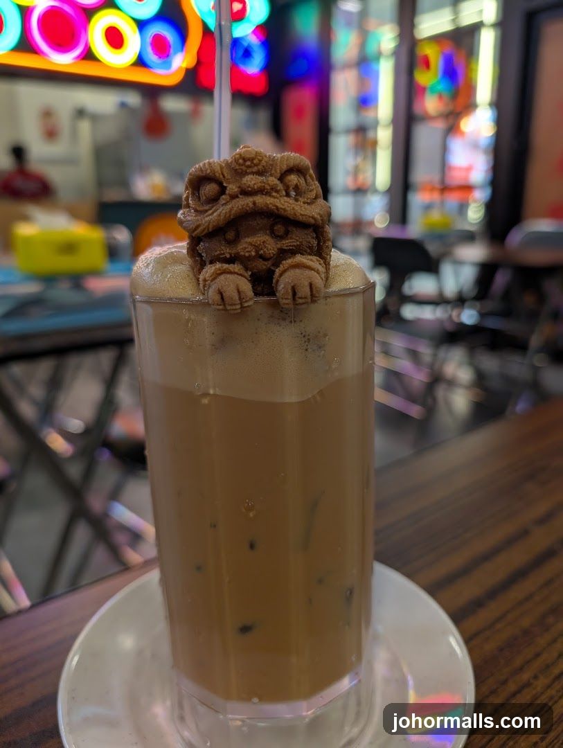 Iced Coffee with Lion Ice Cube