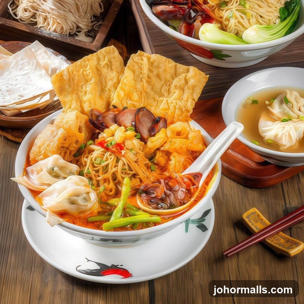 Noodle Soup with Wontons and Clams