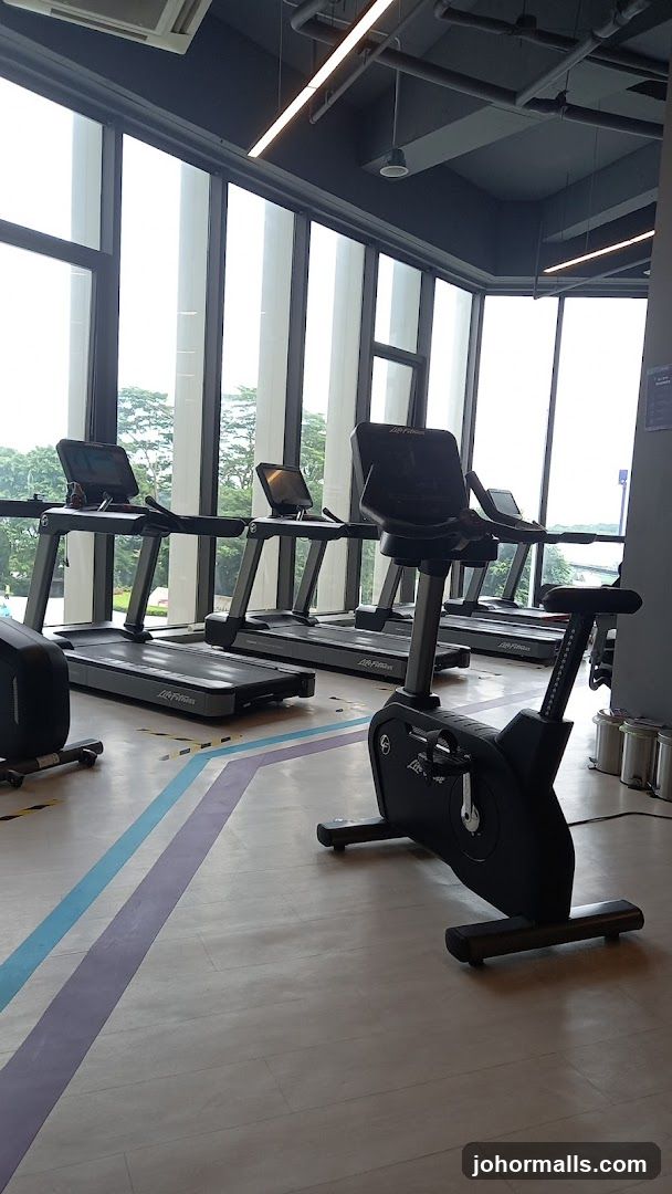 Gym Interior with Treadmills and Exercise Bike
