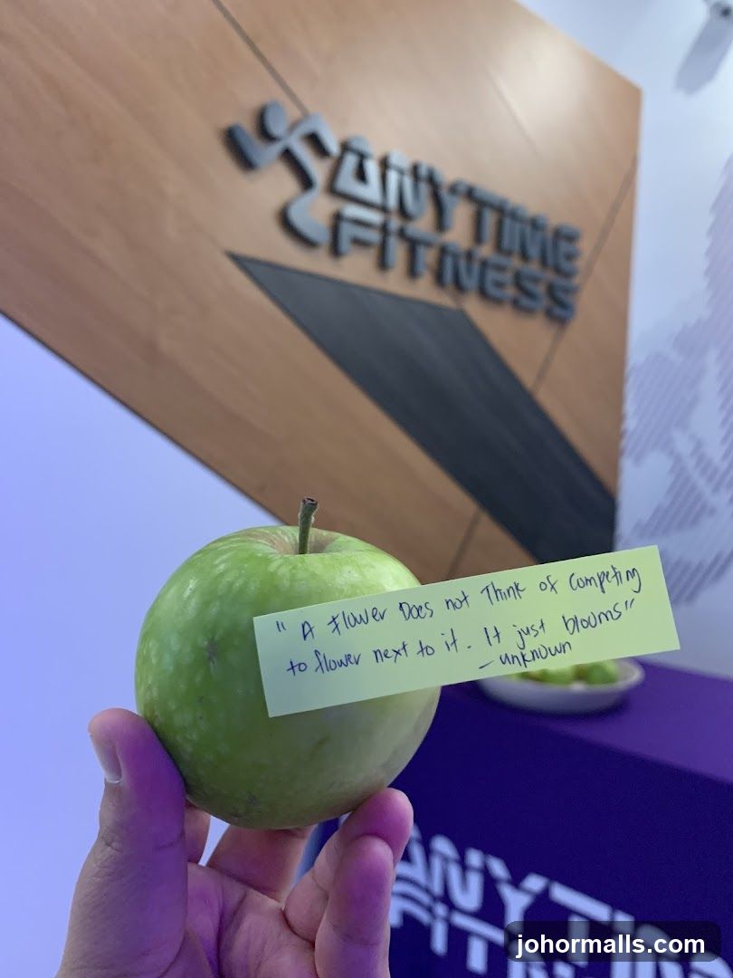 Apple with motivational quote