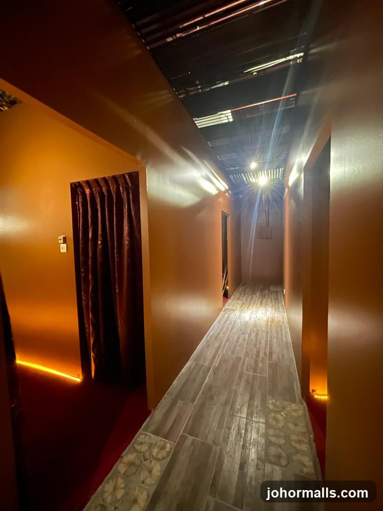 Hallway with Doors and Curtains