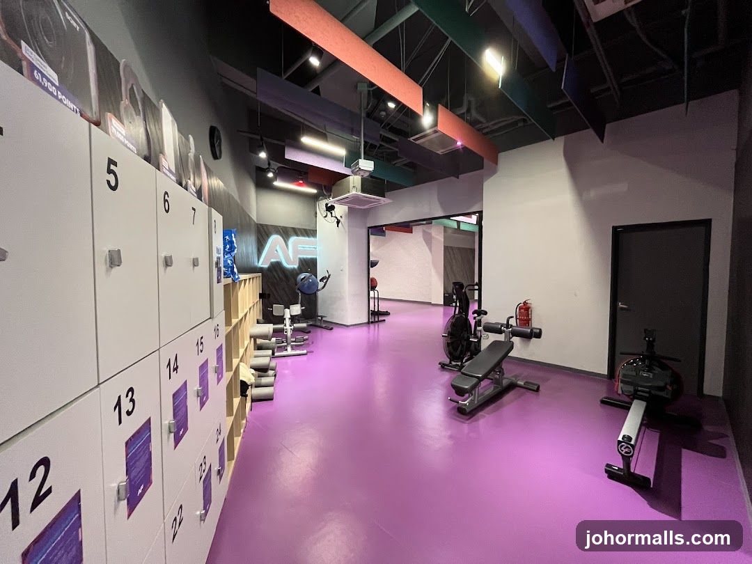Gym Interior with Lockers and Equipment