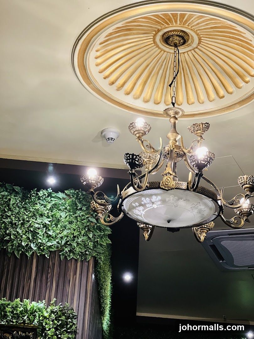 Ornate Chandelier and Greenery