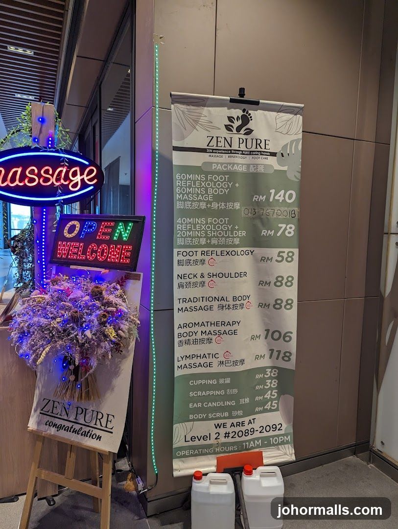 Zen Pure Massage and Foot Care Menu