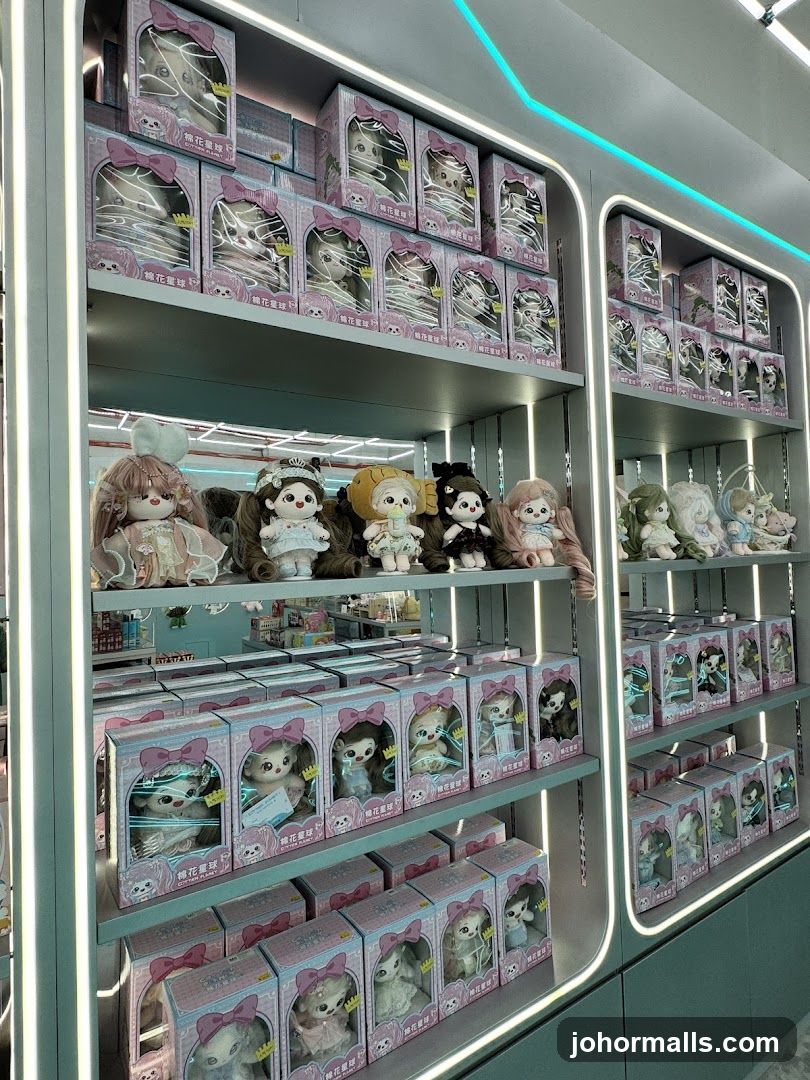 Dolls on Display Shelves