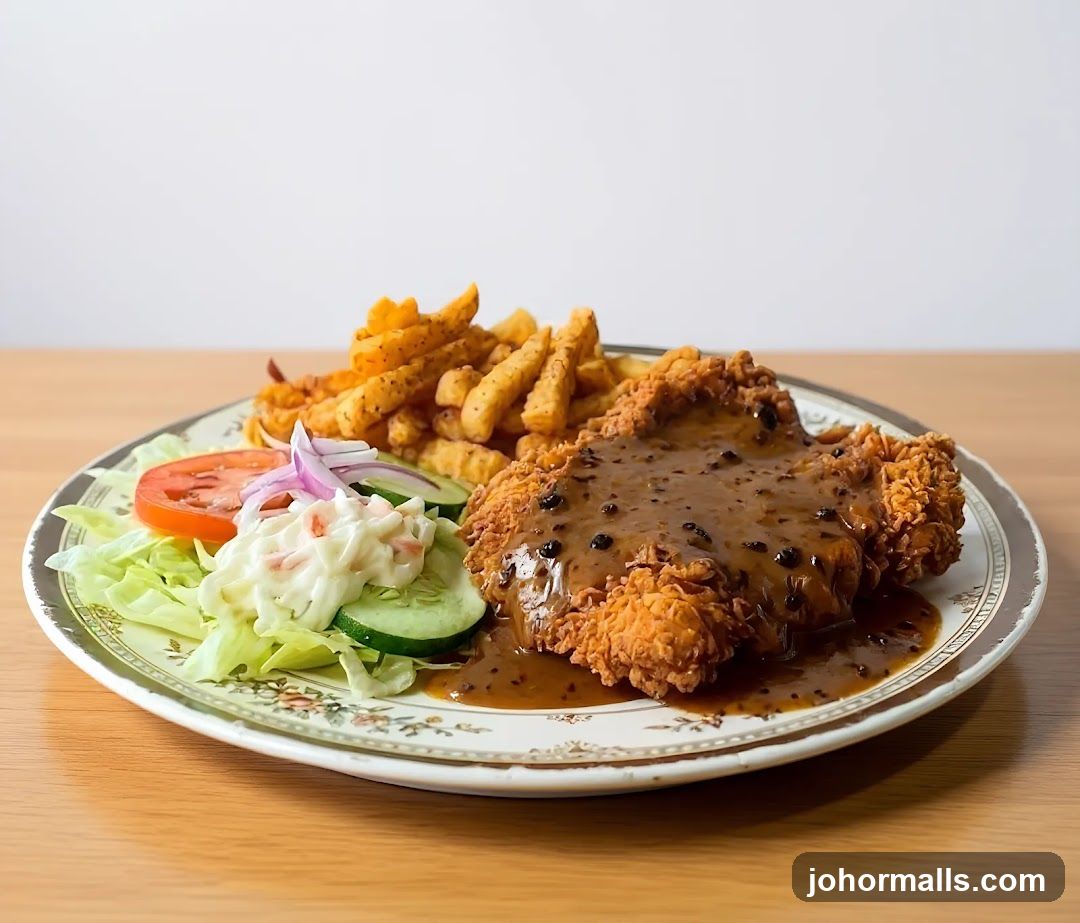 Fried Chicken Steak with Fries and Salad