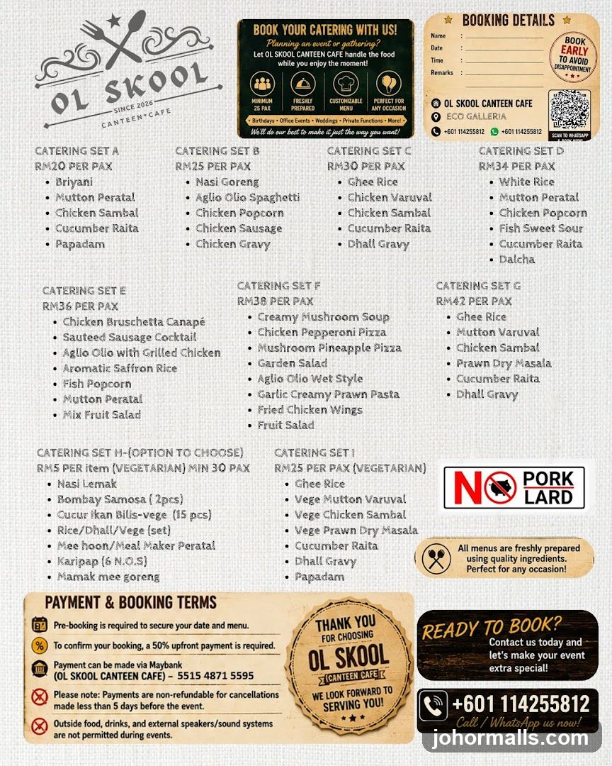 OL SKOOL CANTEEN CAFE Catering Menu