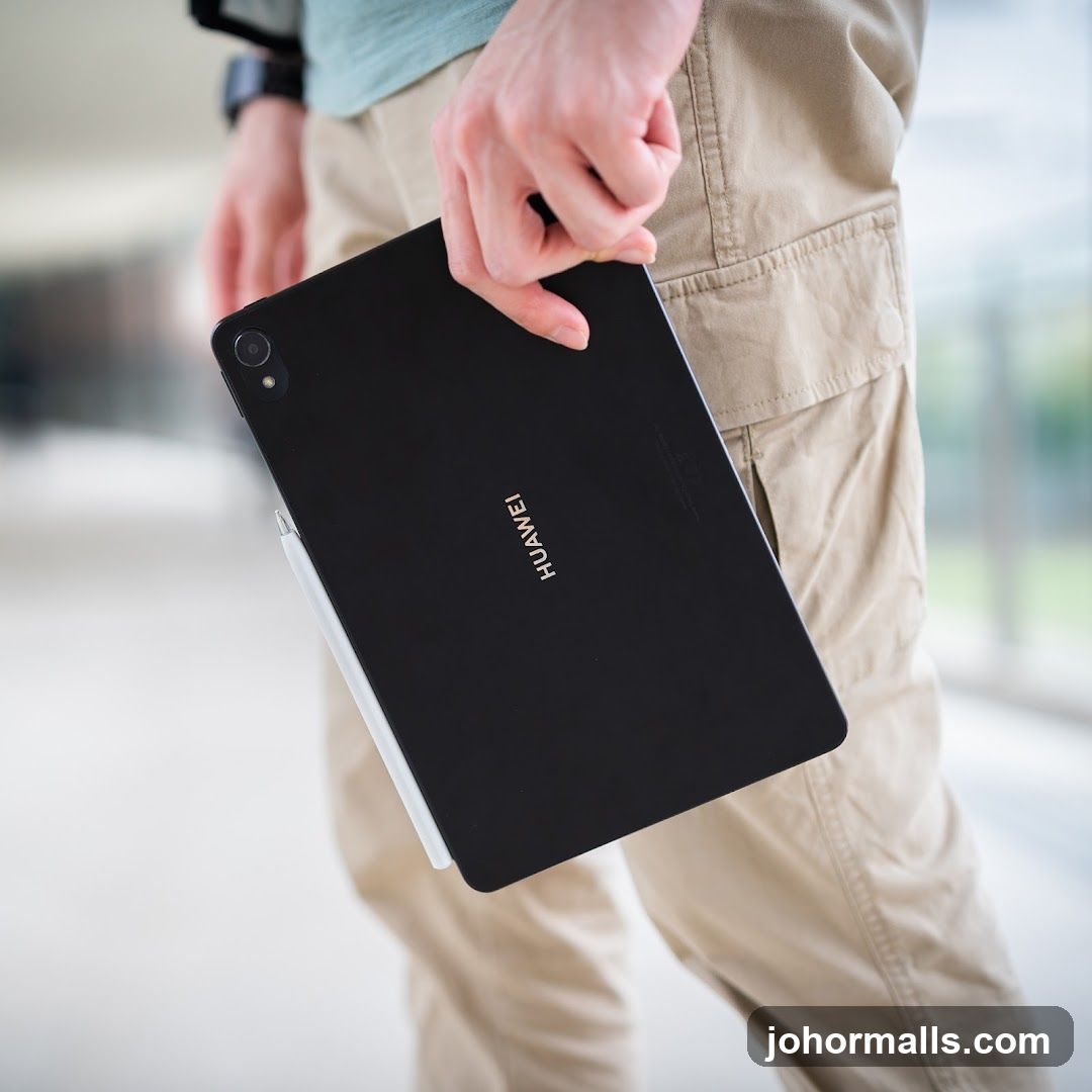 Person holding a Huawei tablet