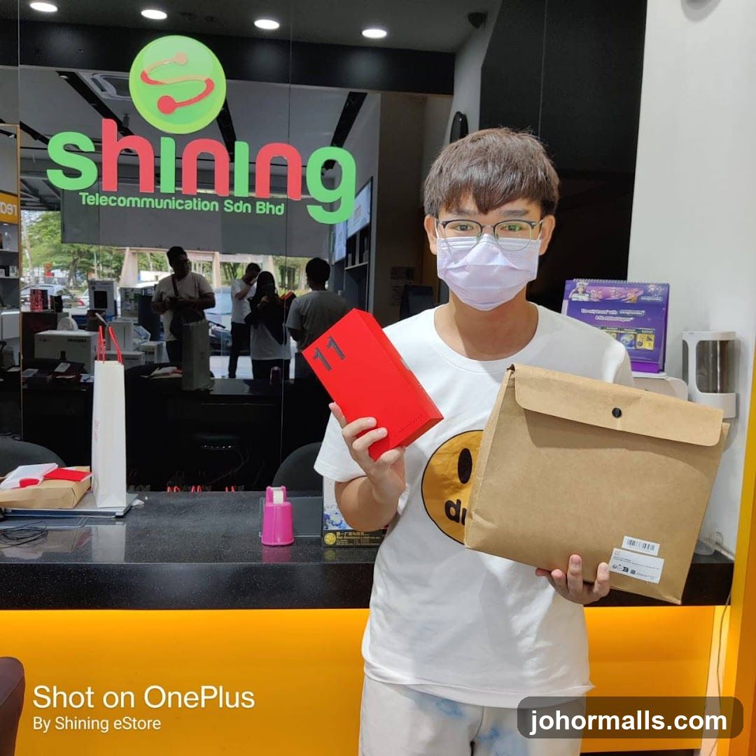 Customer holding products in a store