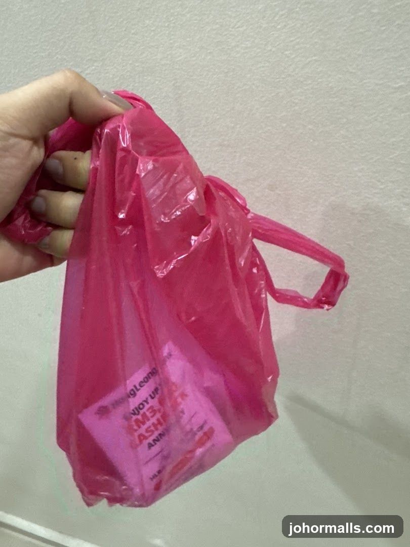 Pink Plastic Bag with Card