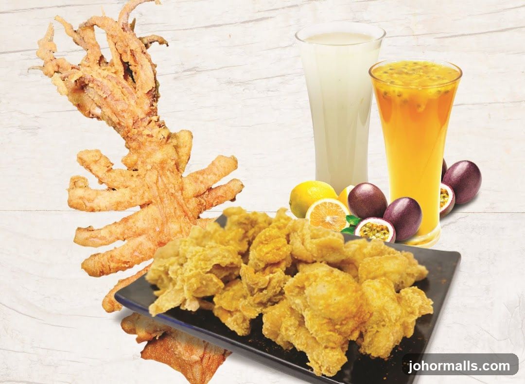 Fried Squid and Chicken Bites with Drinks