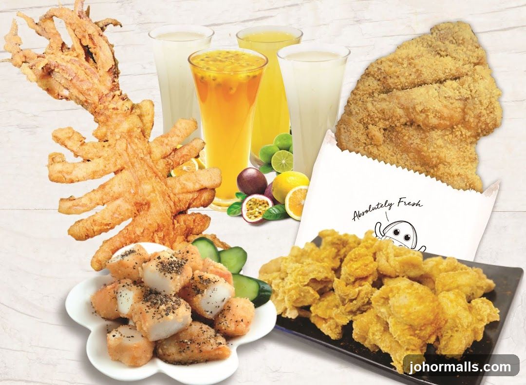 Fried Seafood and Drinks