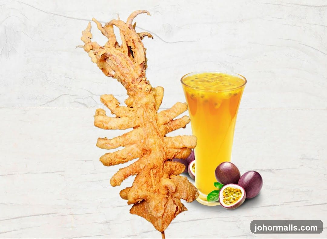 Fried Squid and Passion Fruit Drink