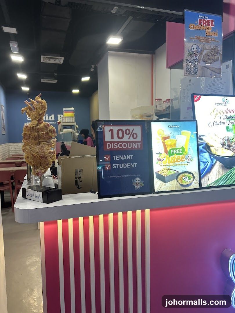 Food stall counter with promotions