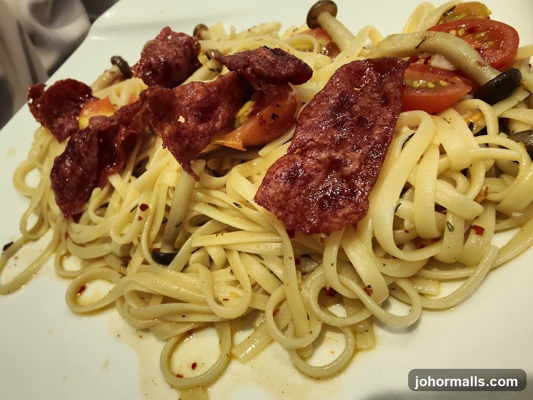 Pasta with Salami and Mushrooms