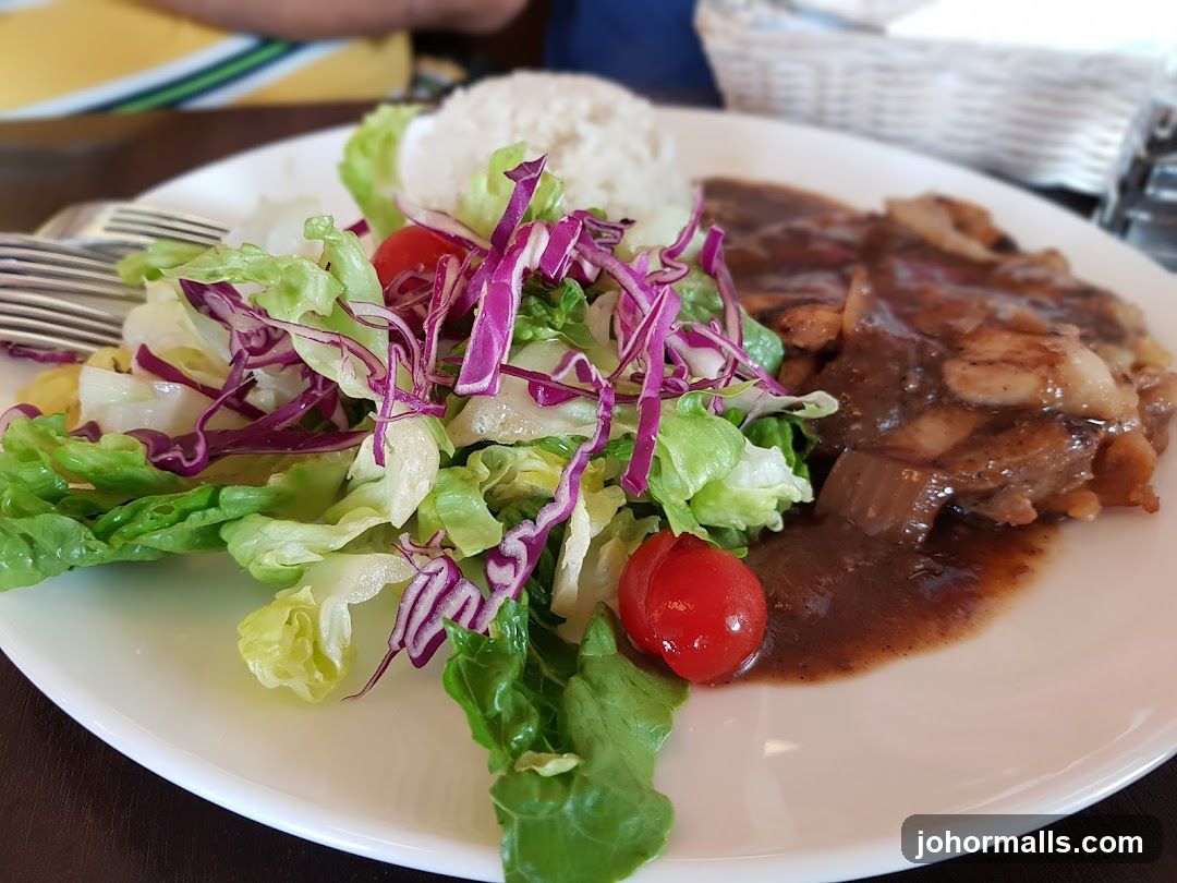 Chicken Steak with Salad and Rice