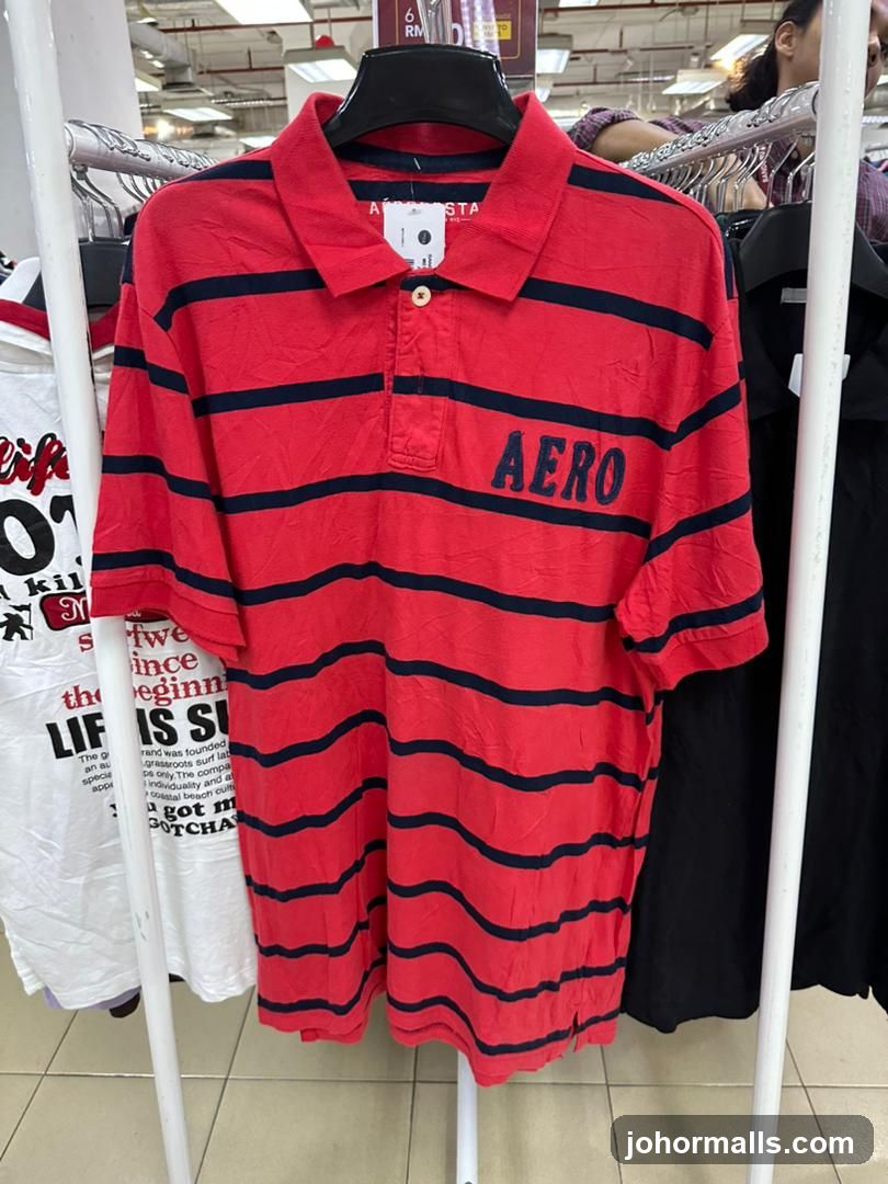 Red and Navy Striped Polo Shirt