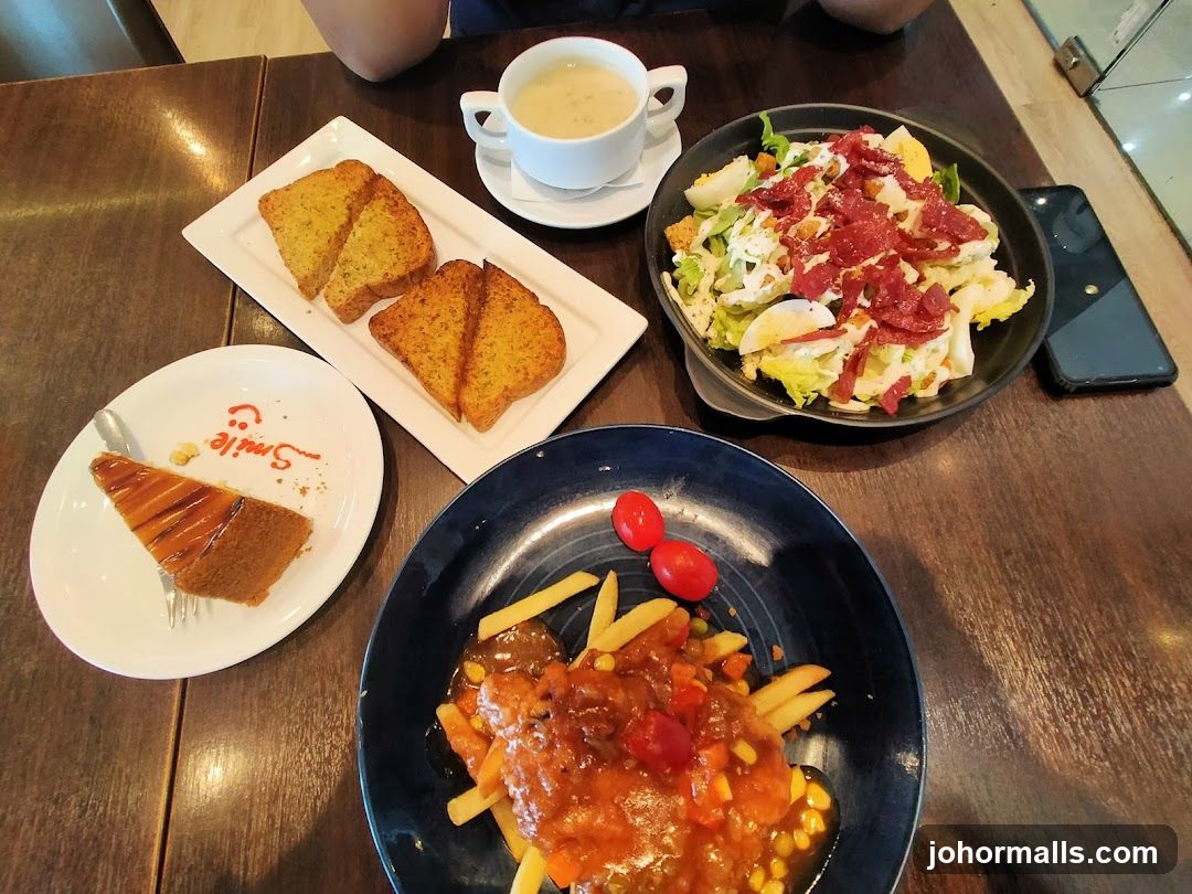 Table with food and drinks