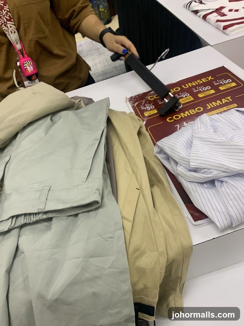 Clothing Display with Combo Deal Sign