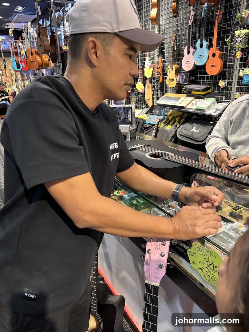 Man in a music store