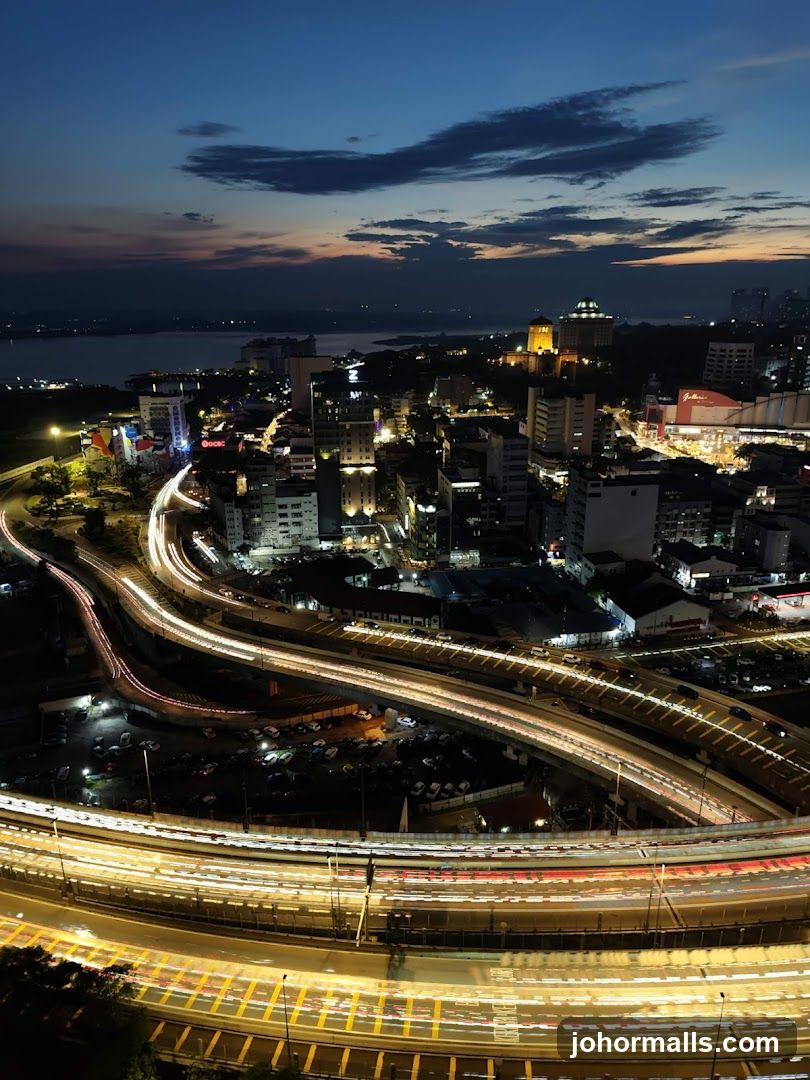 Cityscape at Dusk with Light Trails