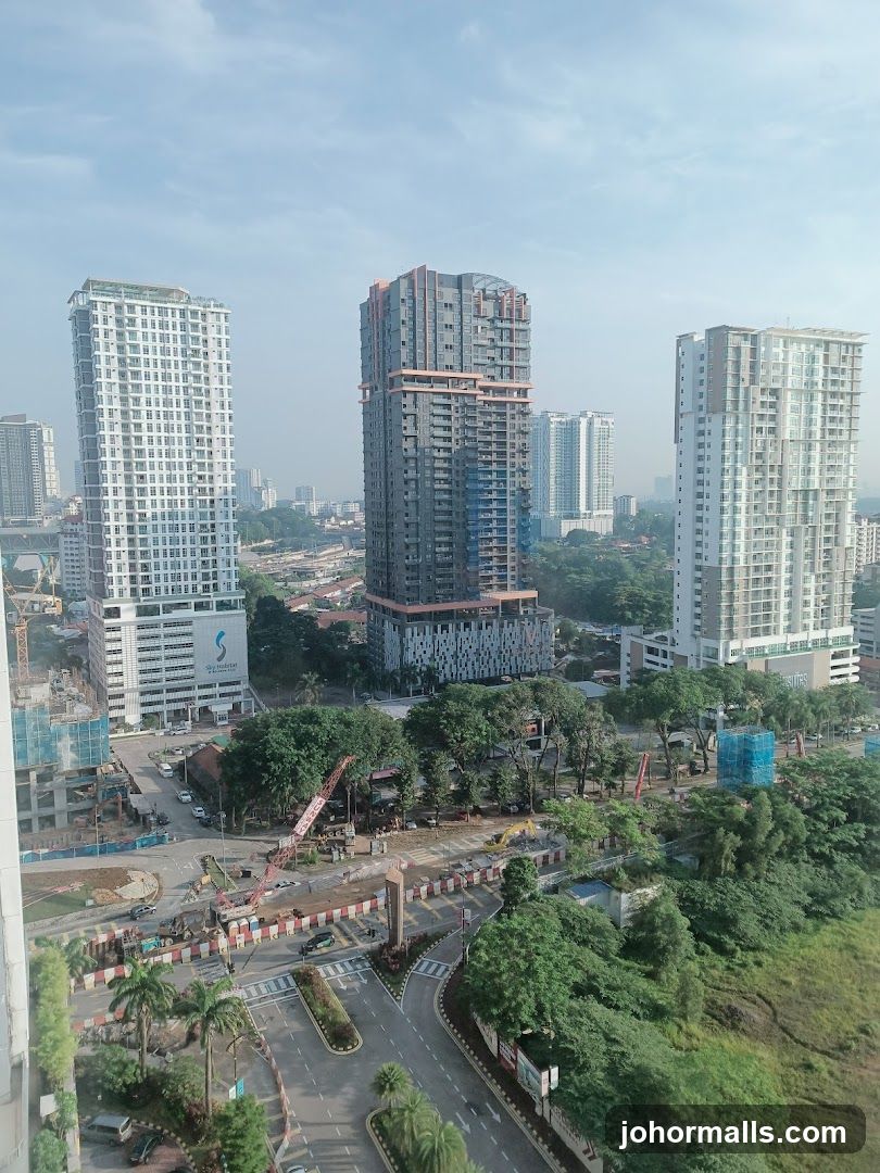 Cityscape with High-Rise Buildings and Construction