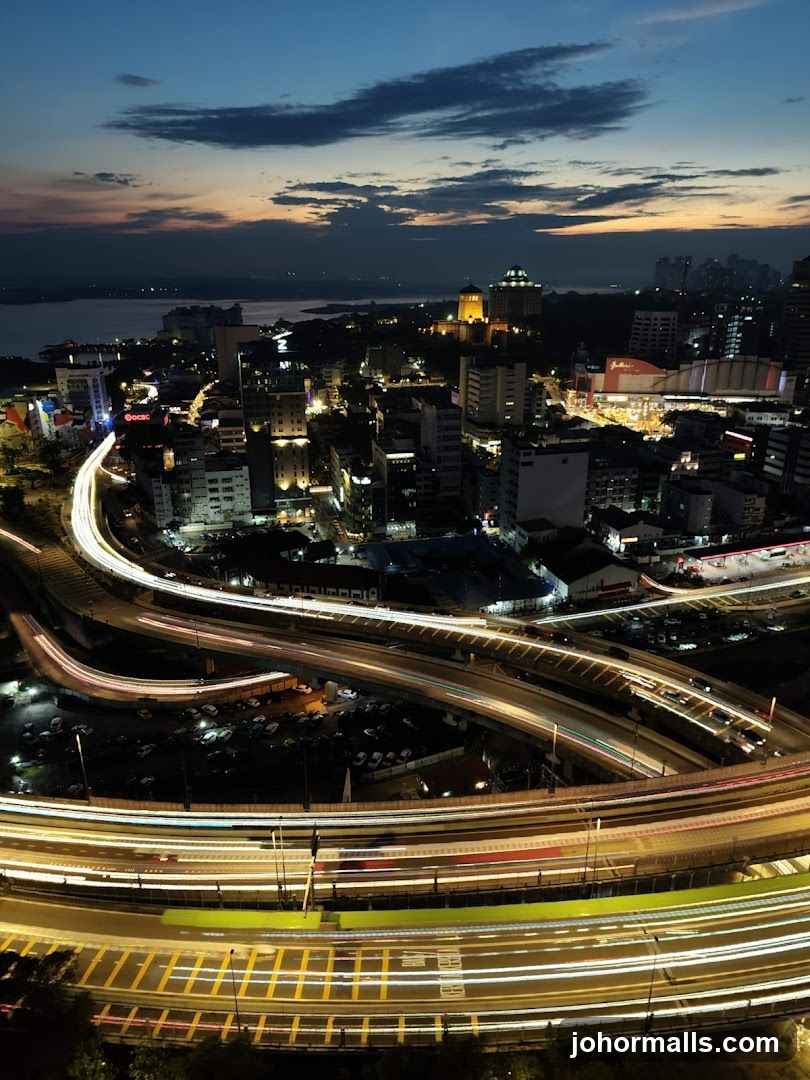 Cityscape at Dusk with Light Trails