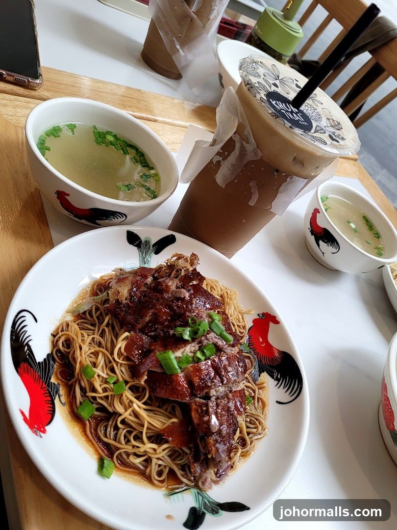 Duck Noodles and Drinks