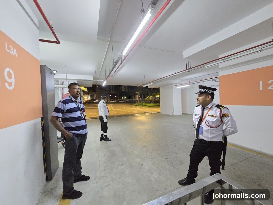 Security guards in a parking garage