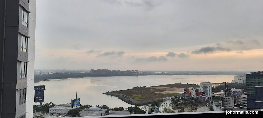 Cityscape with Water and Buildings