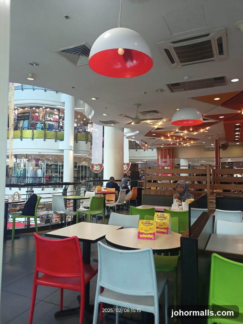 Restaurant Interior with Colorful Seating