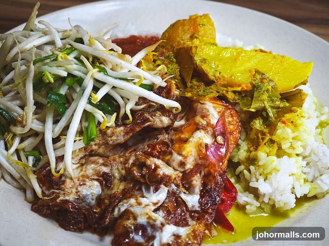 Plate of Rice with Various Toppings