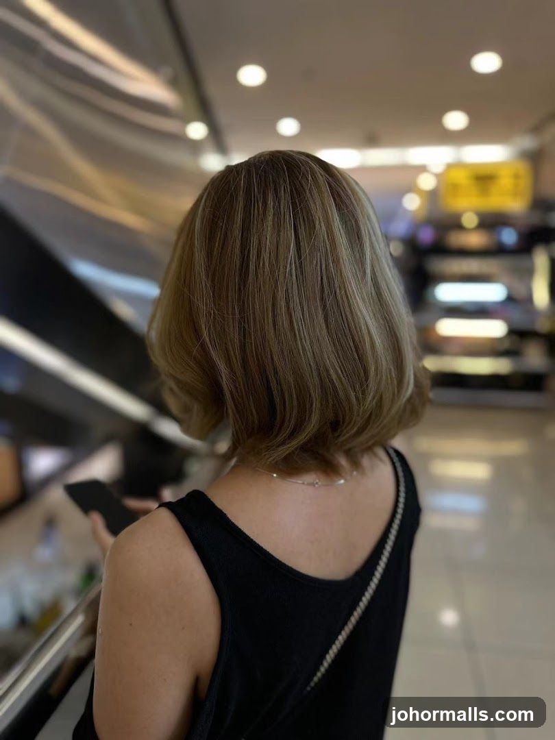 Woman with Bob Haircut Holding Phone