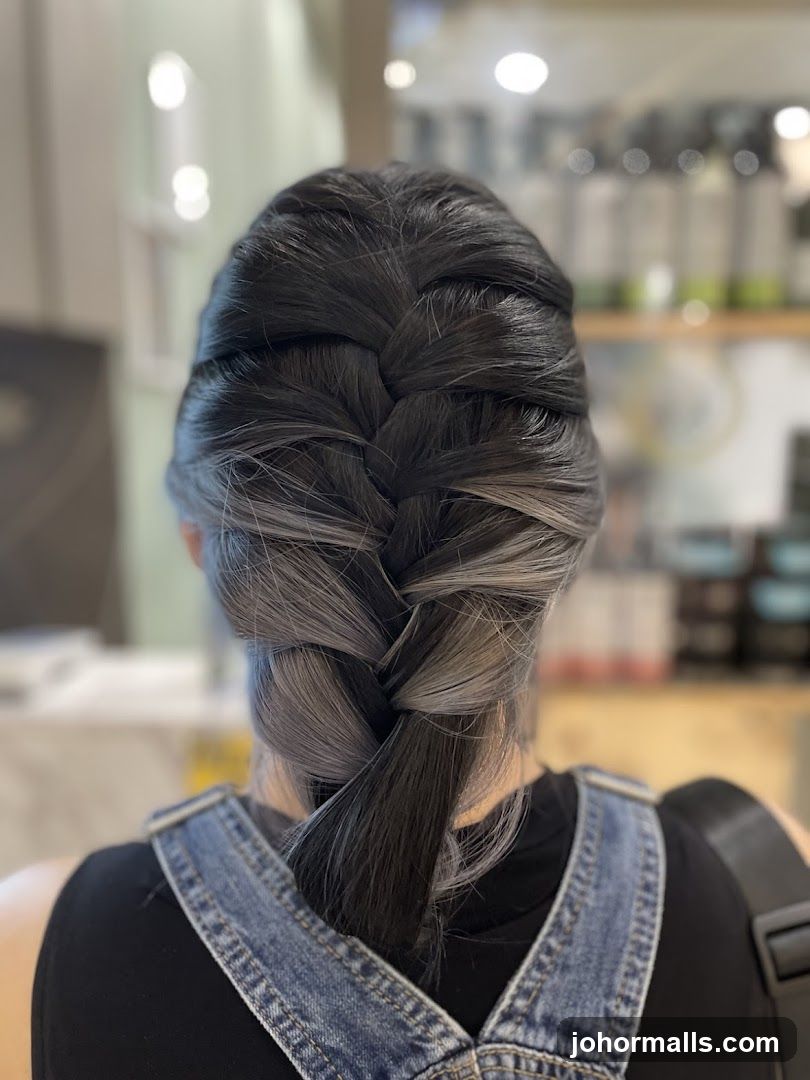 Braided Hair with Grey and Black Tones