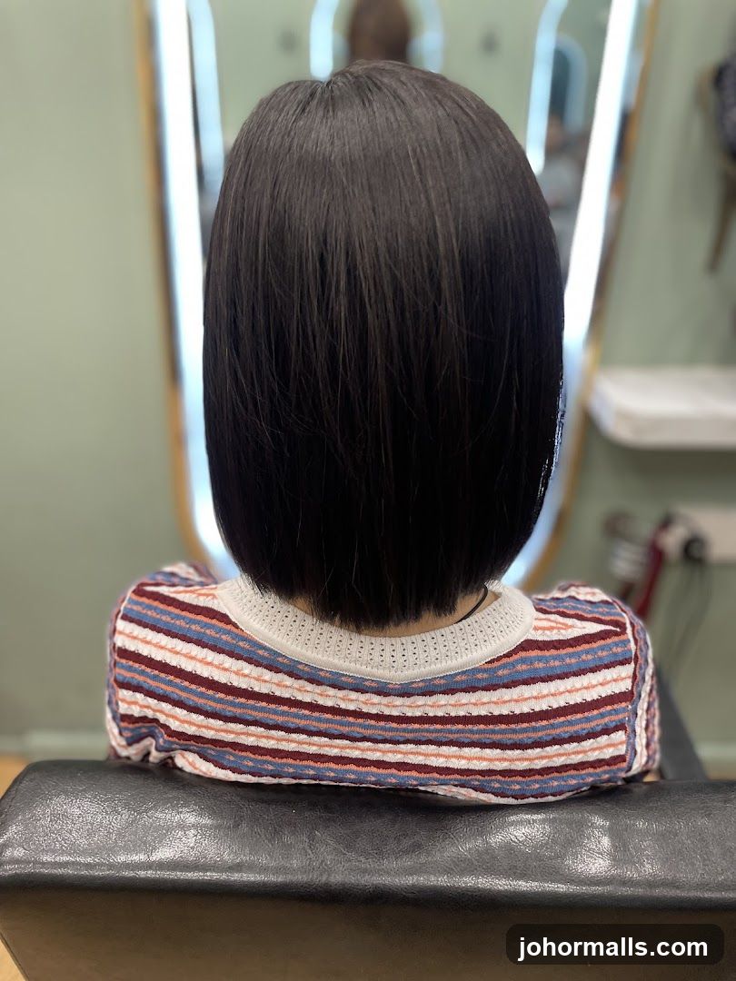 Back of a person with a bob haircut