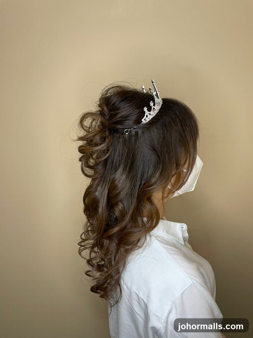 Woman with Crown and Styled Hair