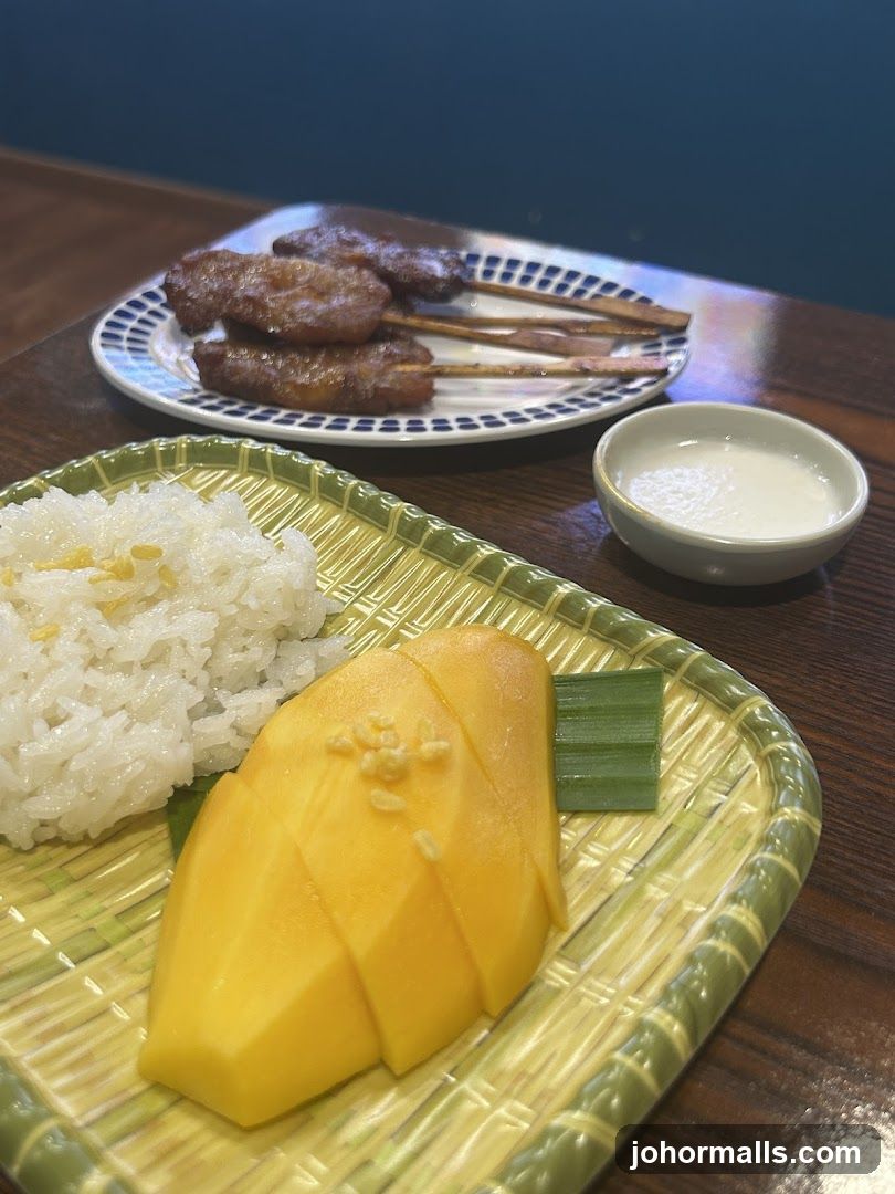 Mango Sticky Rice and Skewers