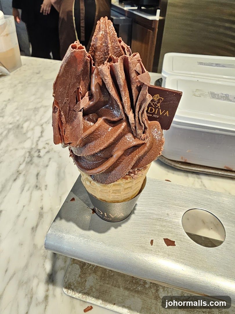 Chocolate Soft Serve Ice Cream Cone