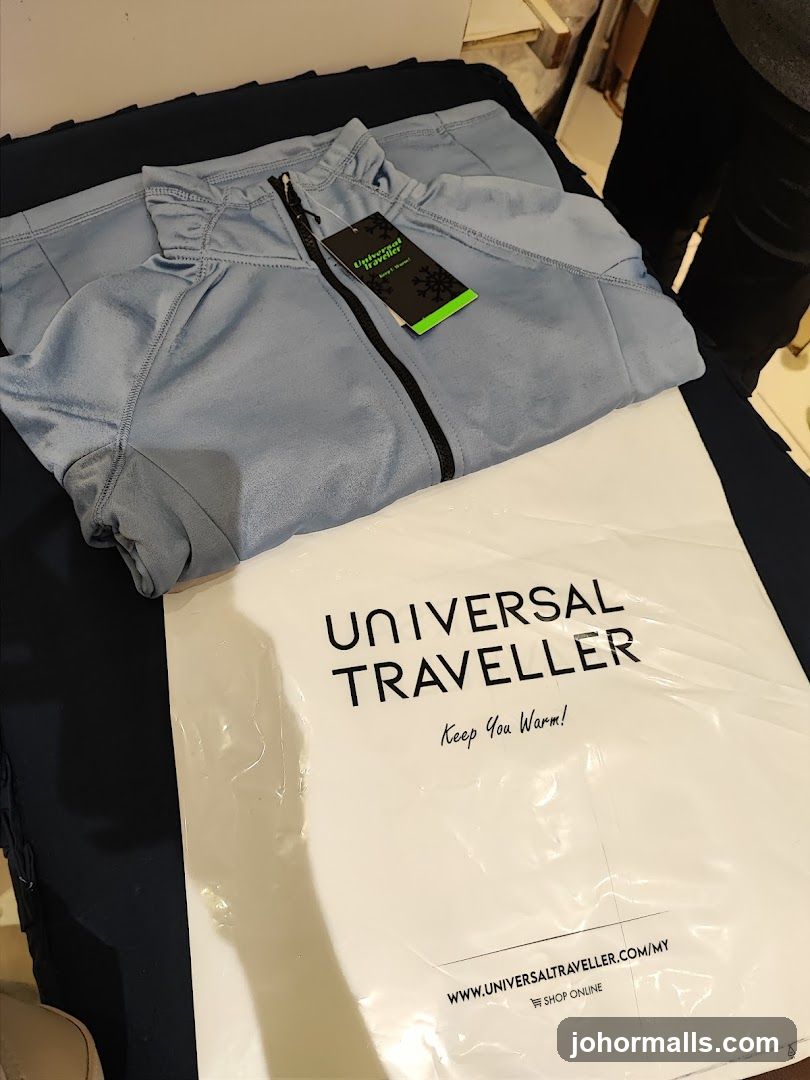 Light Blue Jacket and Shopping Bag