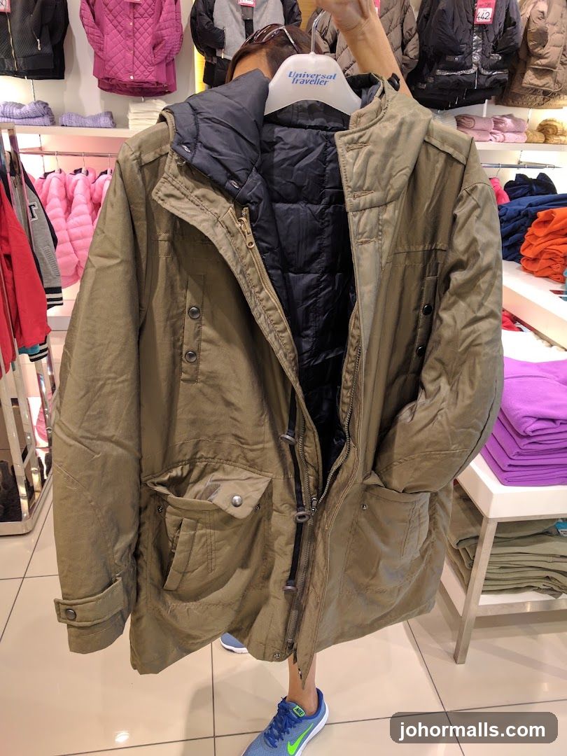 Man holding a jacket in a store