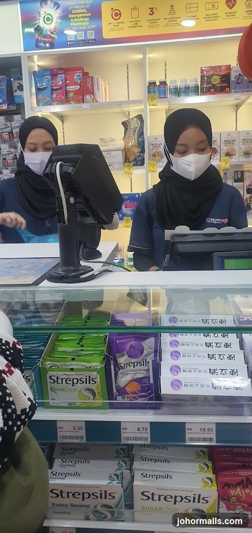 Pharmacy Counter with Staff and Products