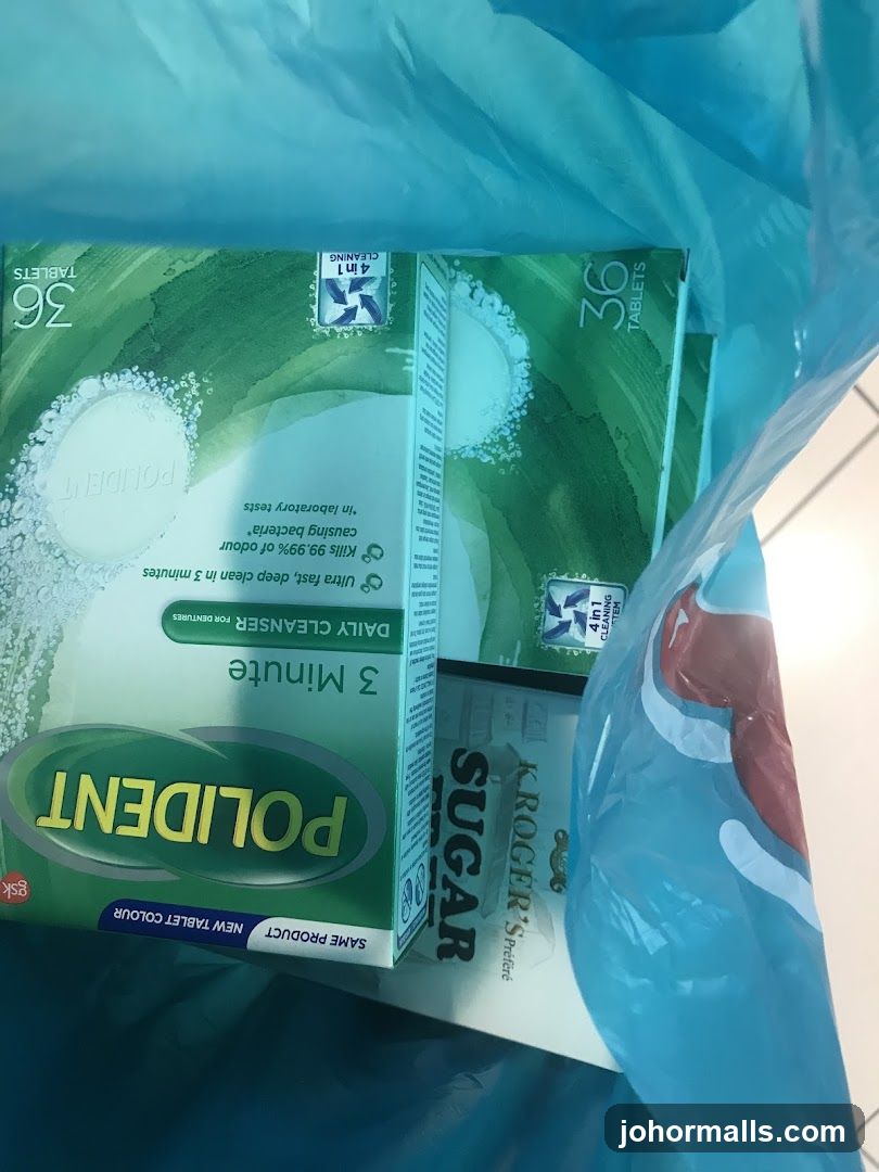 Polident Denture Cleanser and Kroger Sugar